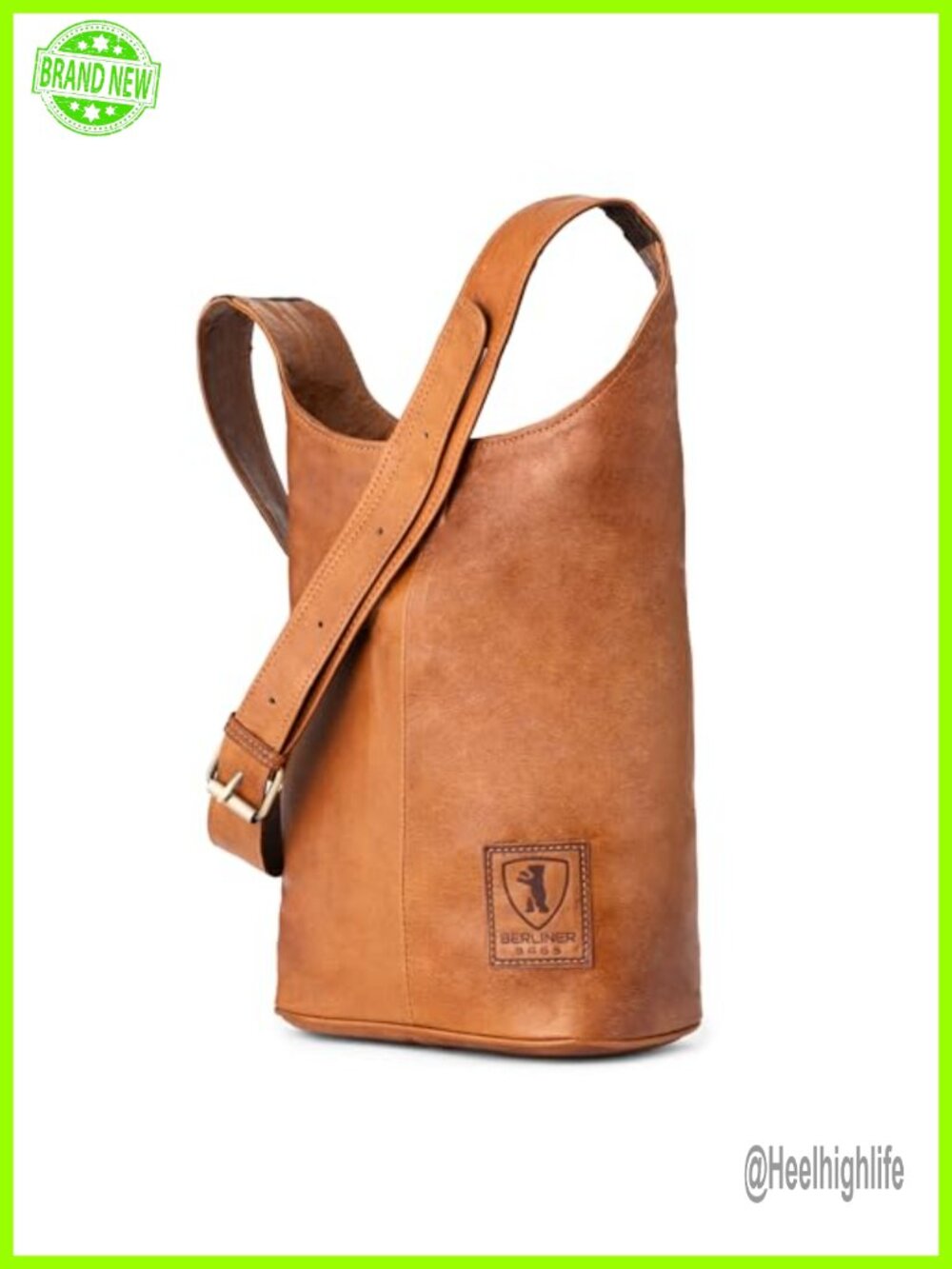 Full Grain Vegetable Tanned Leather Shoulder Bag Adjustable Strap Hobo